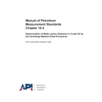 API MPMS Chapter 10.4 Fifth Edition